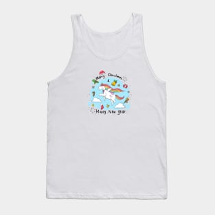 Merry Christmas Happy New Year Unicorn Tank Top